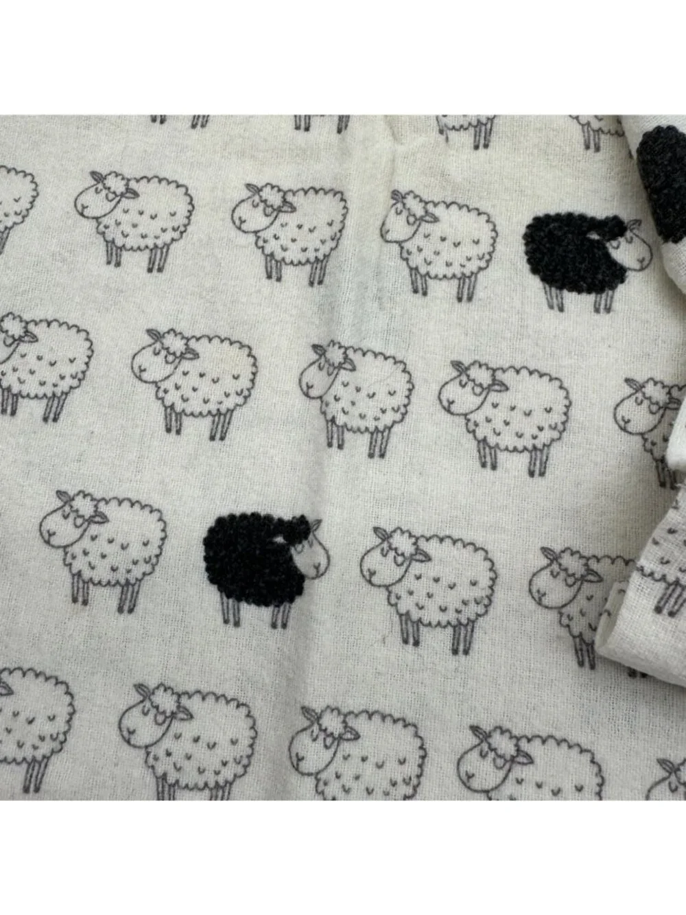 Lot Of 2 100% Cotton Counting Sheep Flannel Pillowcases Set Bedding White Black